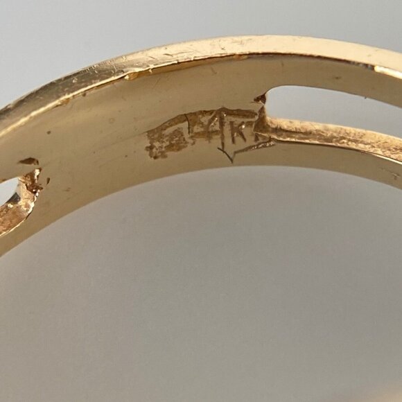 Vintage 14k Solid Yellow Gold Diamond Golfer Band Ring Size 6 - Picture 6 of 10